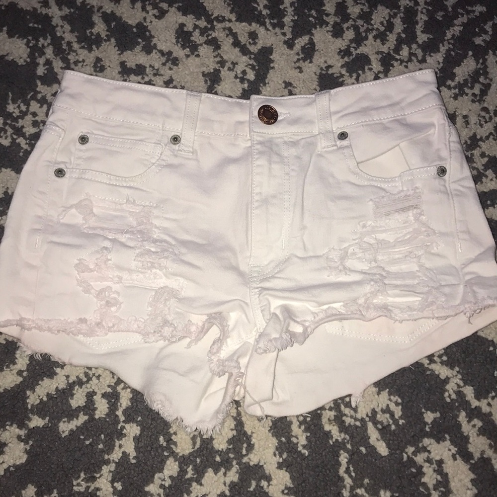 American Eagle Ripped White Shorts